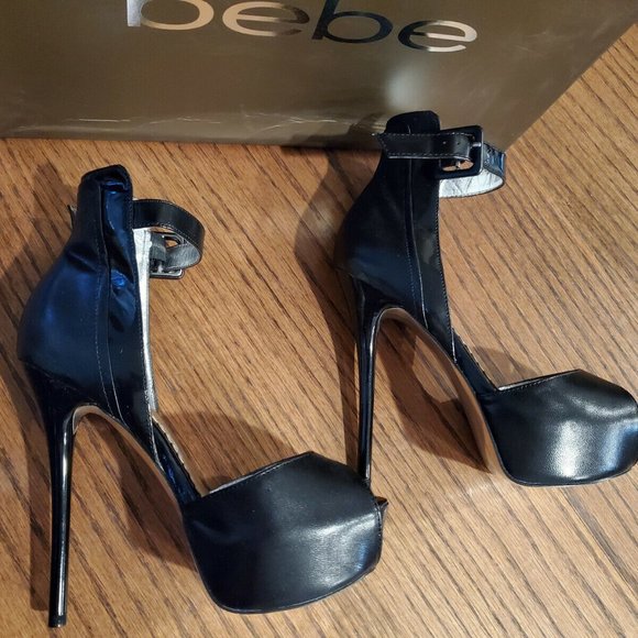 bebe Lucie black leather high heels NIB! - Picture 5 of 5